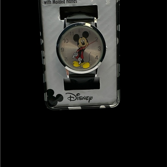 NIB Disney Mickey Mouse Silver and Black Quartz Watch - Picture 4 of 9